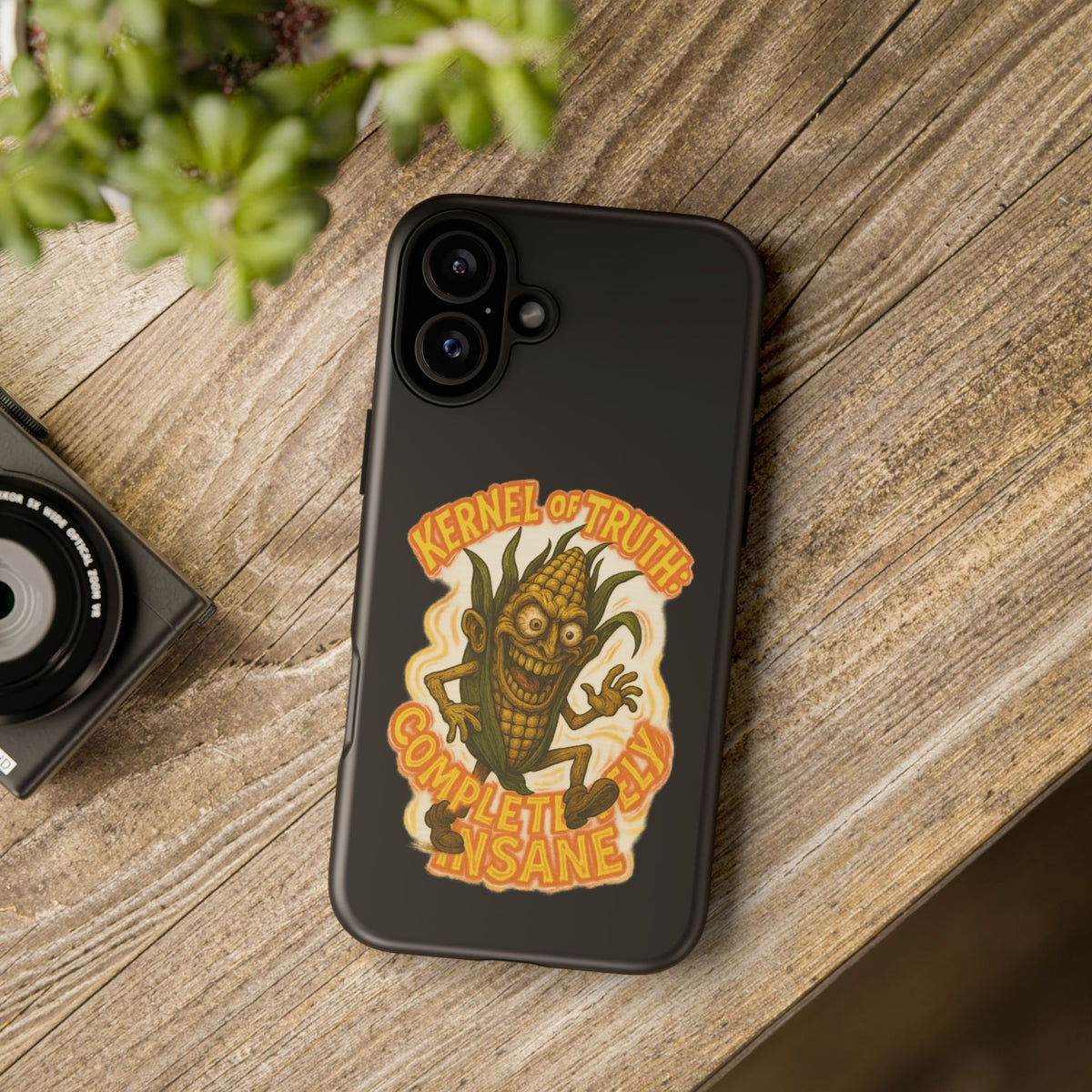 Corny Horror Phone Case - “Kernel of Truth, Completely Insane” Retro Corn Monster