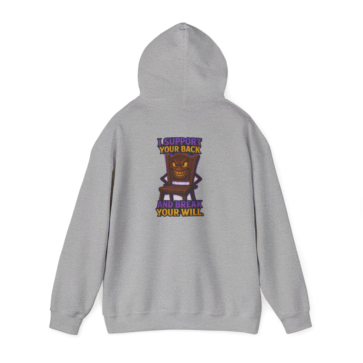 Horror Throne Hoodie — 'I’ll Watch Your Back and Break Your Will' Graphic Pullover