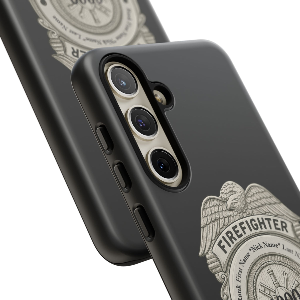 Firefighter Badge Tough Phone Case — Personalized Station Number Design
