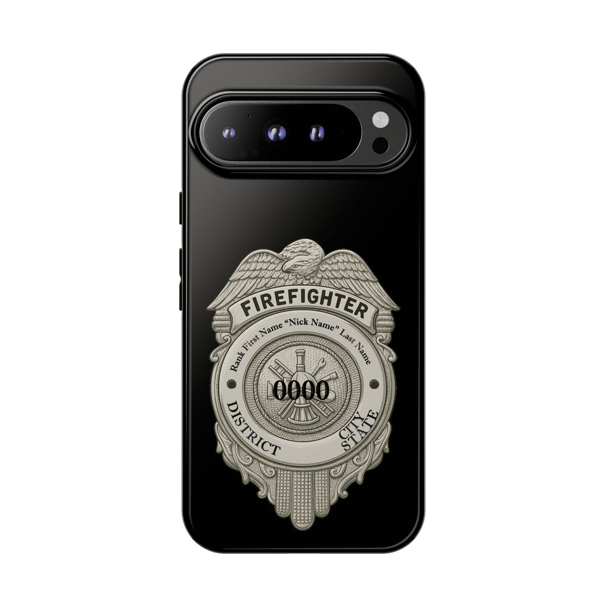 Firefighter Badge Tough Phone Case — Personalized Station Number Design