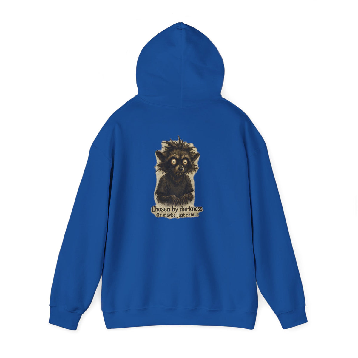 Racoon Hoodie — "Chosen by darkness, or maybe just naptime" Graphic Pullover