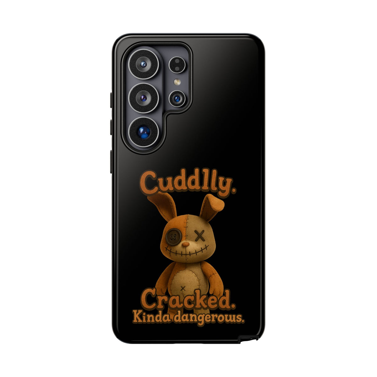 Phone Case — "Cuddly. Cracked. Kinda Dangerous." Cute Creepy Bunny Protective Case