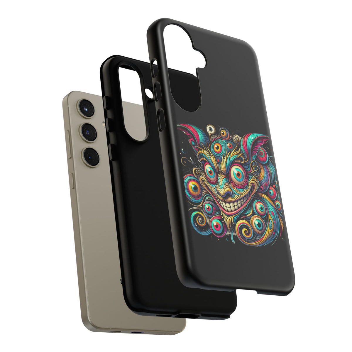 Psychedelic Mischief Phone Case — Colorful Grinning Monster Design