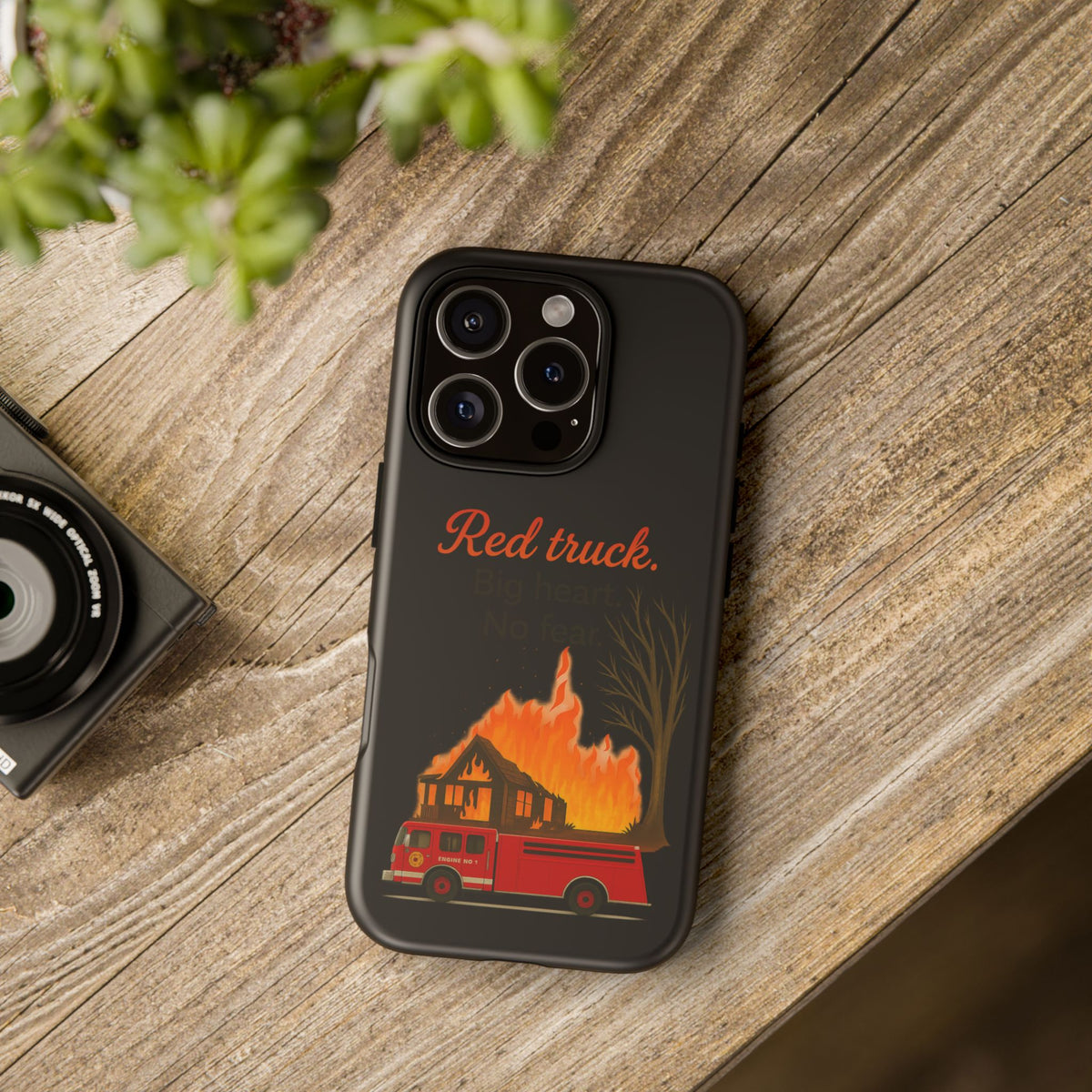 Phone Case — 'Red truck' Fire Truck Design, Vintage Firefighter Gift