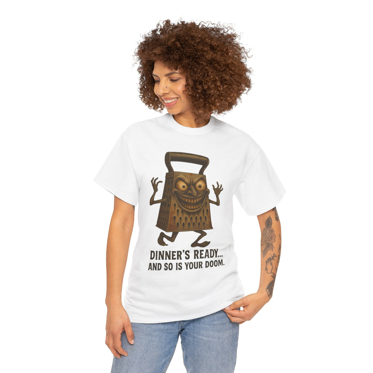 Dinner’s Ready… And So Is Your Doom – Evil Cheese Grater Horror T-Shirt