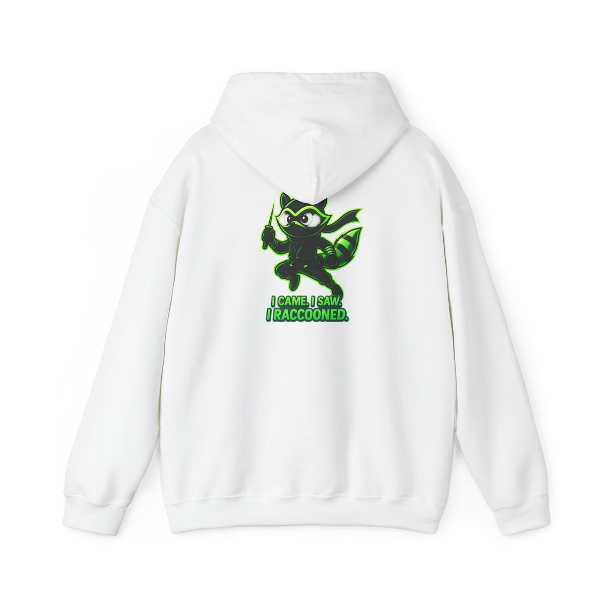 Raccoon Mascot Hoodie – "I Came, I Saw, I Raccooned" Graphic Pullover