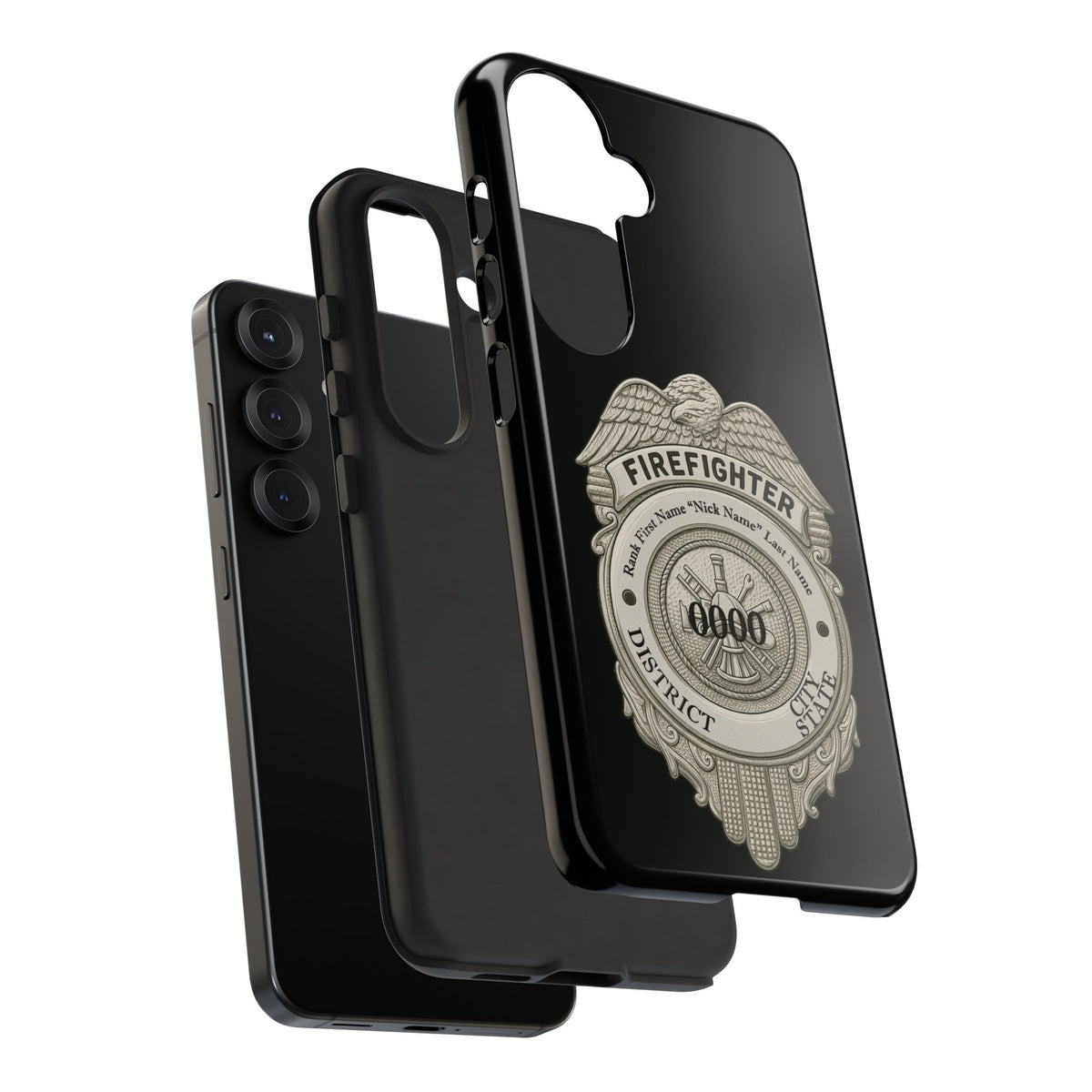 Firefighter Badge Tough Phone Case — Personalized Station Number Design