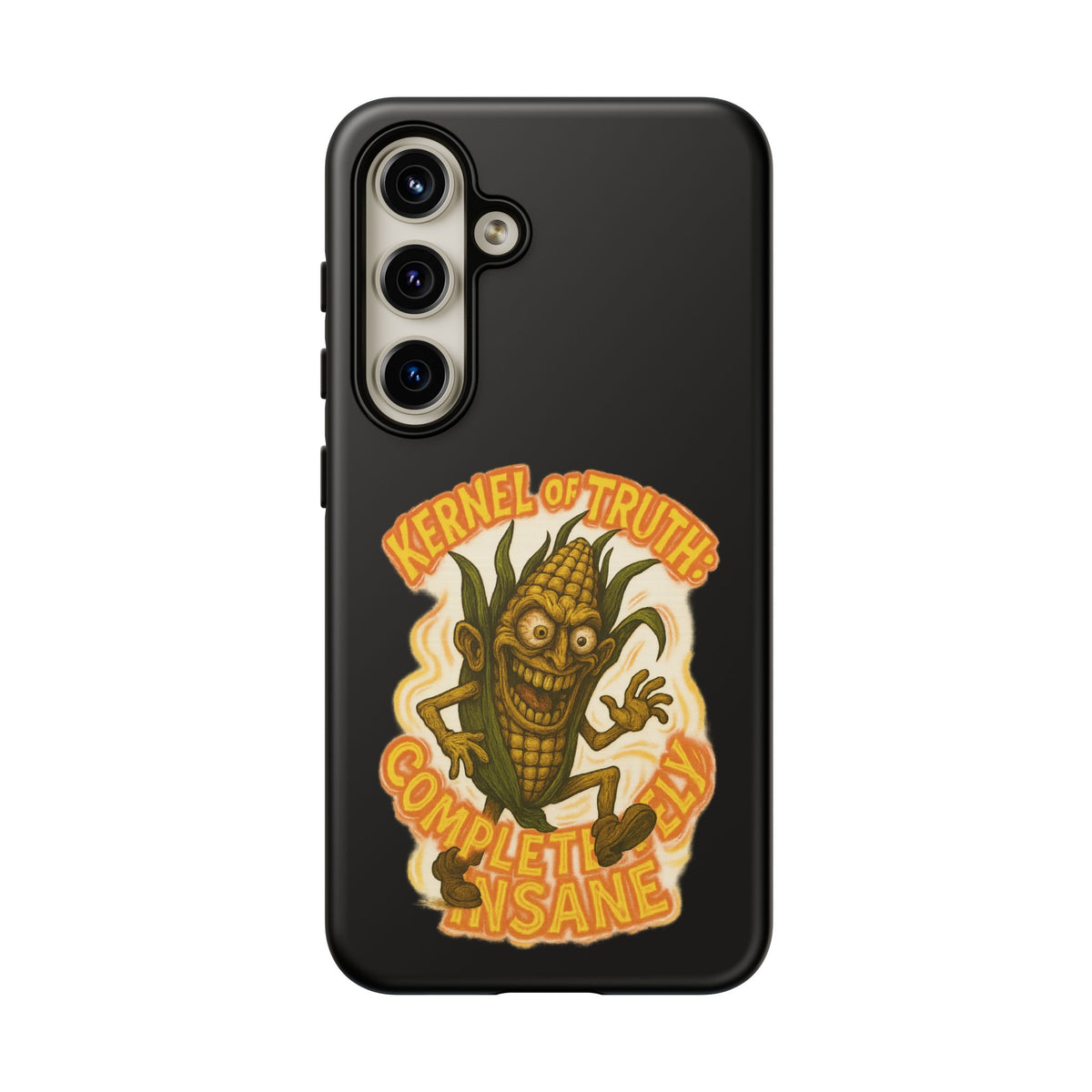 Corny Horror Phone Case - “Kernel of Truth, Completely Insane” Retro Corn Monster