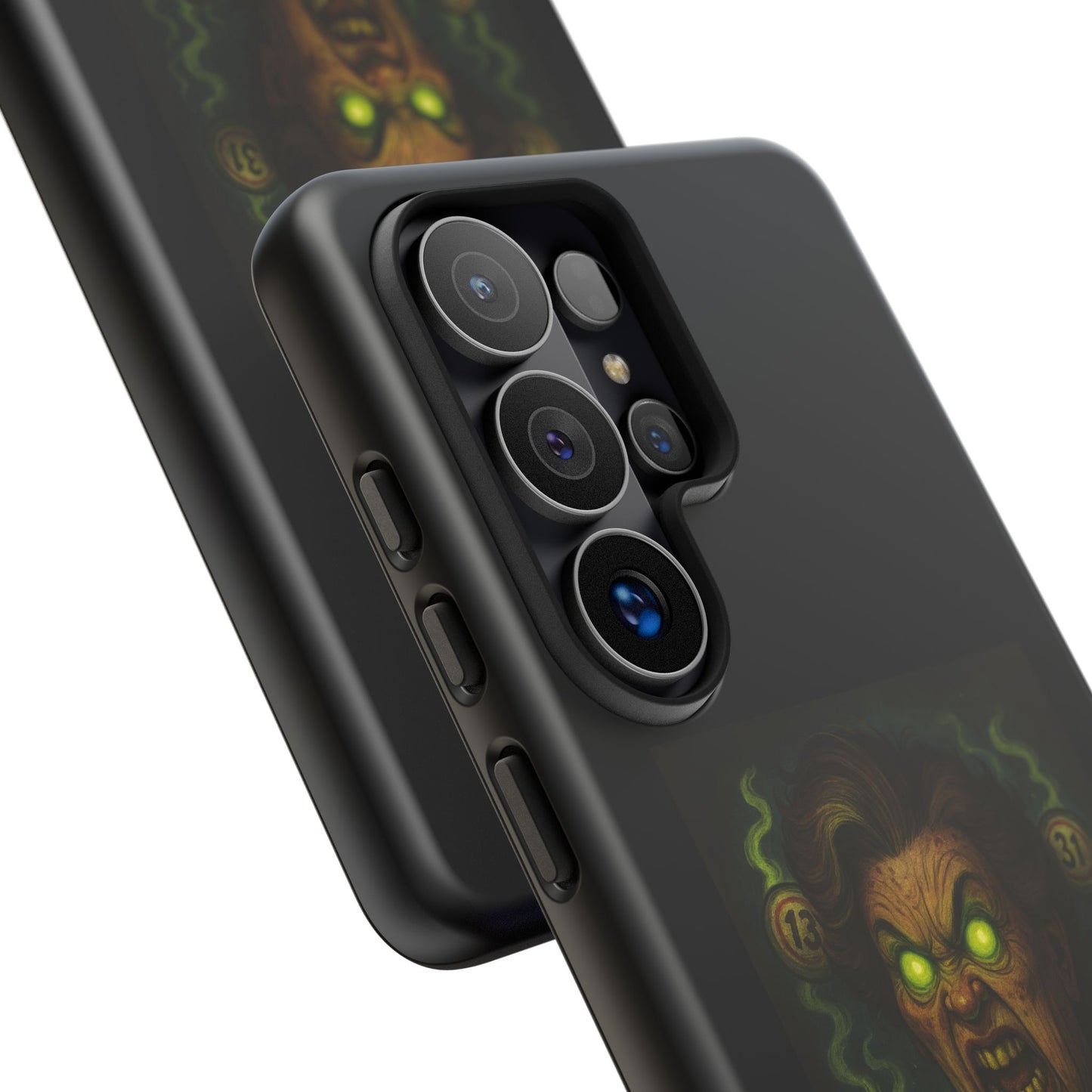 Horror Phone Case — "Eyes Glowing, Balls Rolling — Your Luck Is Doomed"