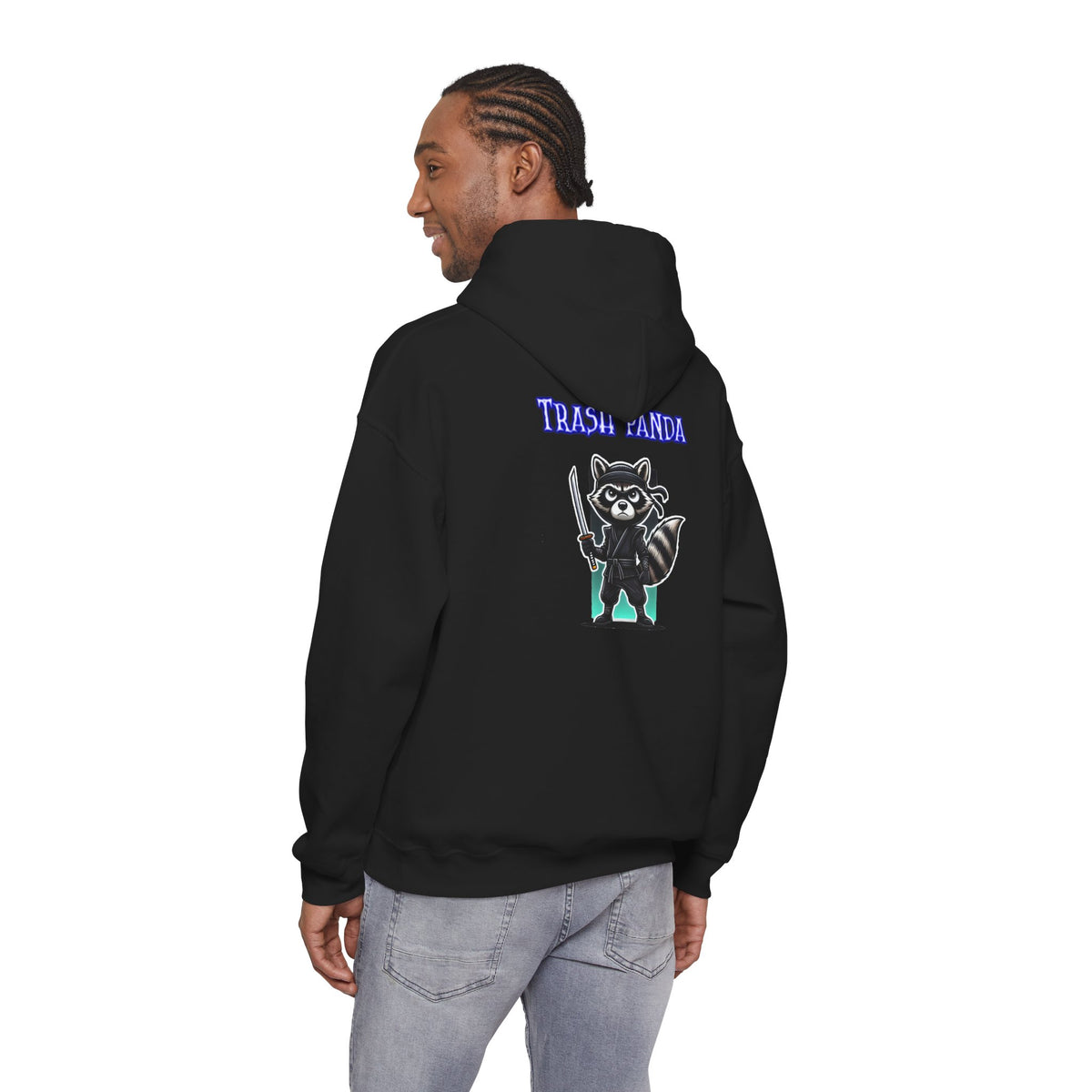 Raccoon Samurai Hoodie — "Trash Panda" Graphic Hooded Sweatshirt