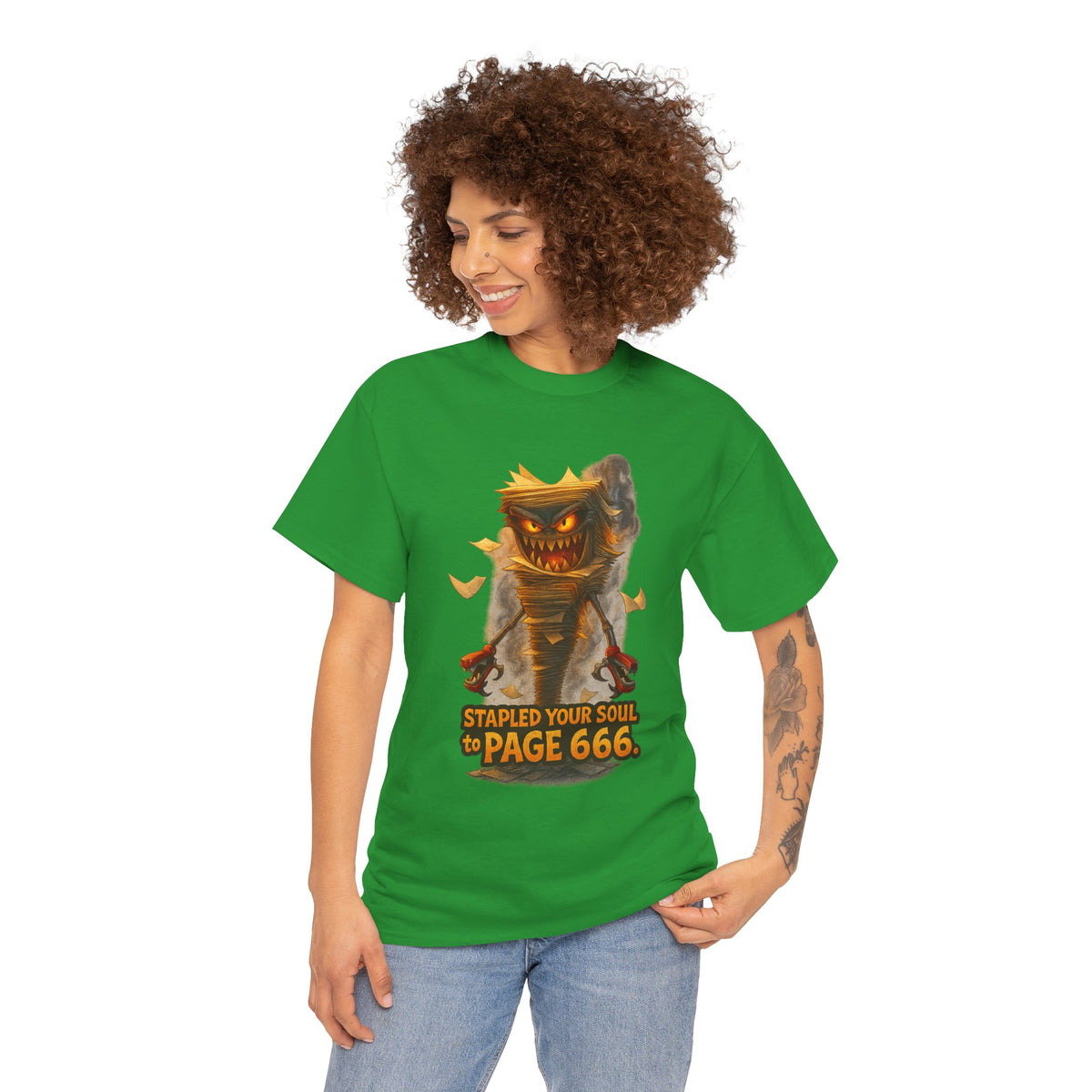 Stapled Your Soul to Page 666 T-Shirt | Demon Book Horror Tee