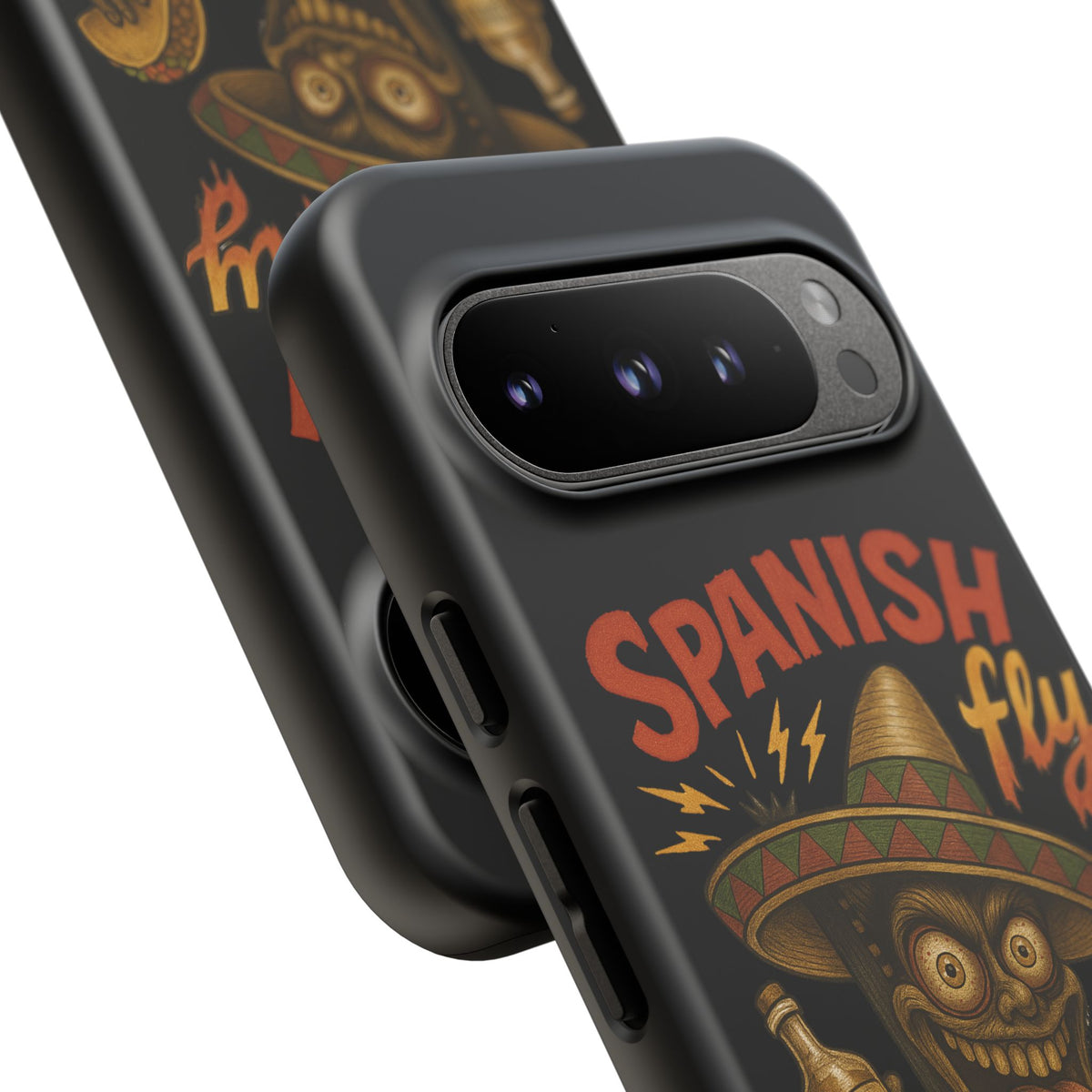 Spanish Fly Tough Phone Case — Retro Skull Sombrero Design
