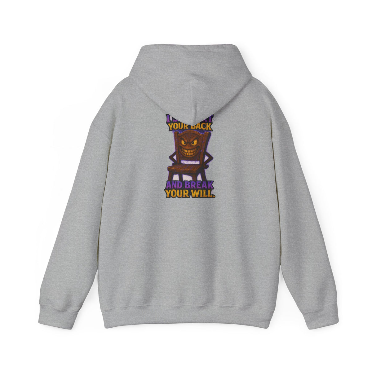 Horror Throne Hoodie — 'I’ll Watch Your Back and Break Your Will' Graphic Pullover