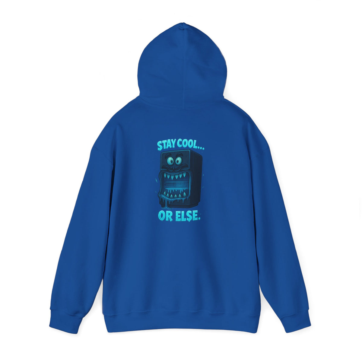 Retro Fridge Cabinet Hoodie — 'Stay in Line or Else' Graphic Pullover