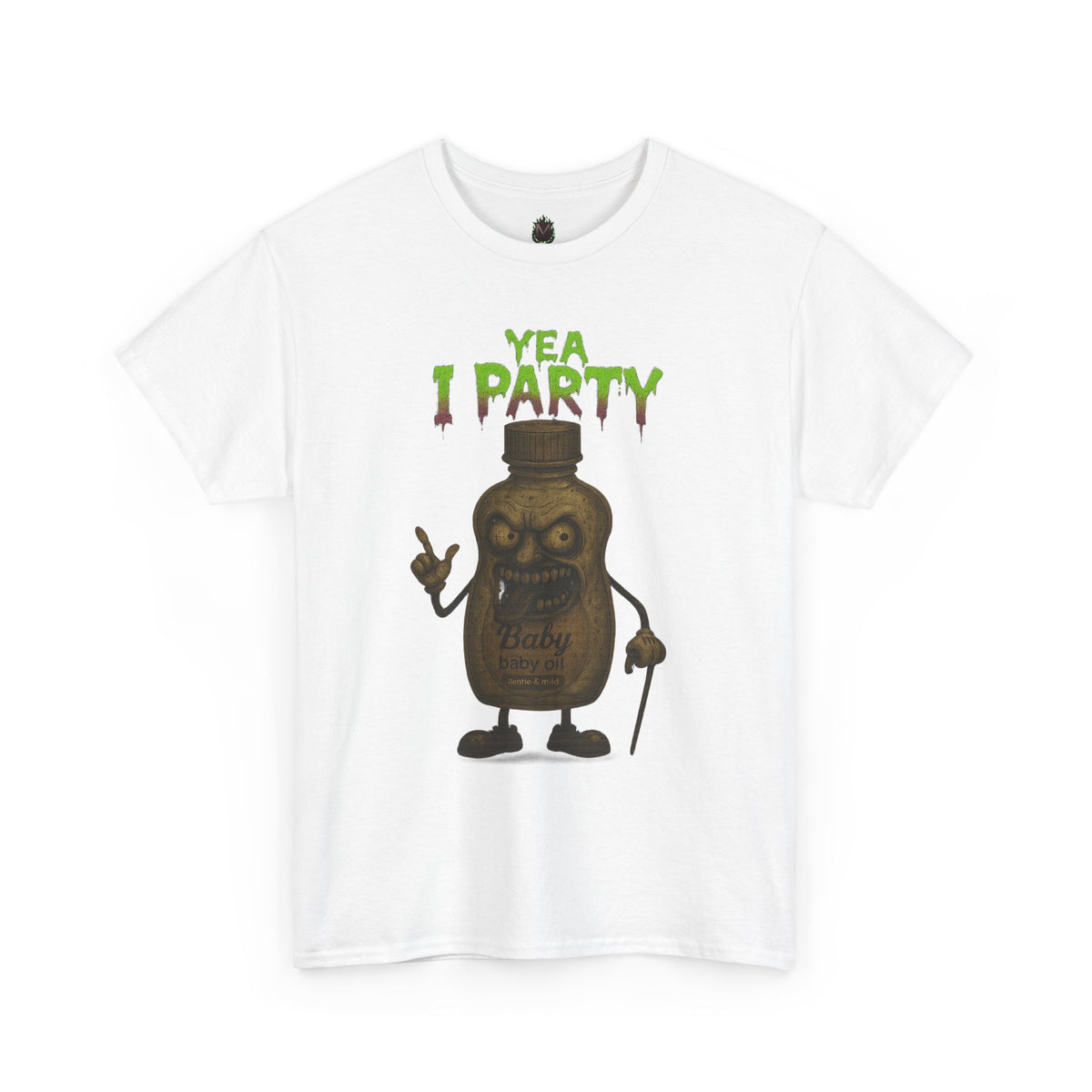 Yea I Party – Deranged Baby Oil Horror Cartoon T-Shirt