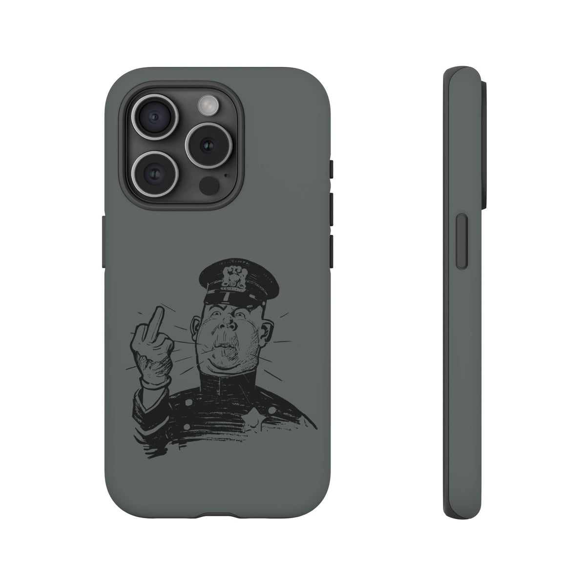 Vintage Cop Middle Finger Phone Case — Edgy Retro iPhone Protective Cover
