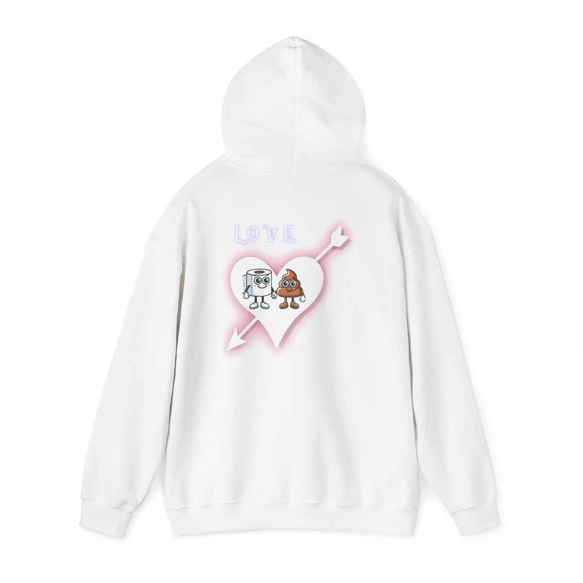 Cute Toilet Paper & Poop Heart Hoodie — Funny Bathroom Couple Graphic Sweatshirt