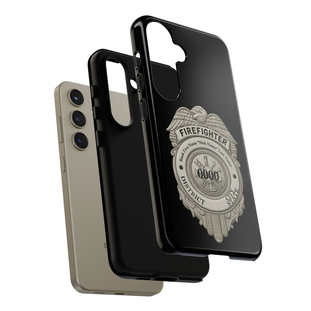 Firefighter Badge Tough Phone Case — Personalized Station Number Design