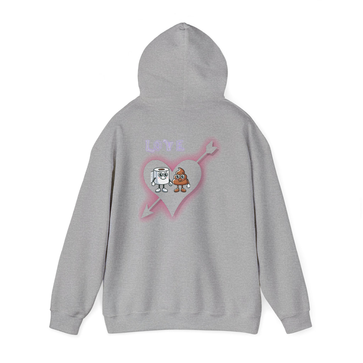 Cute Toilet Paper & Poop Heart Hoodie — Funny Bathroom Couple Graphic Sweatshirt