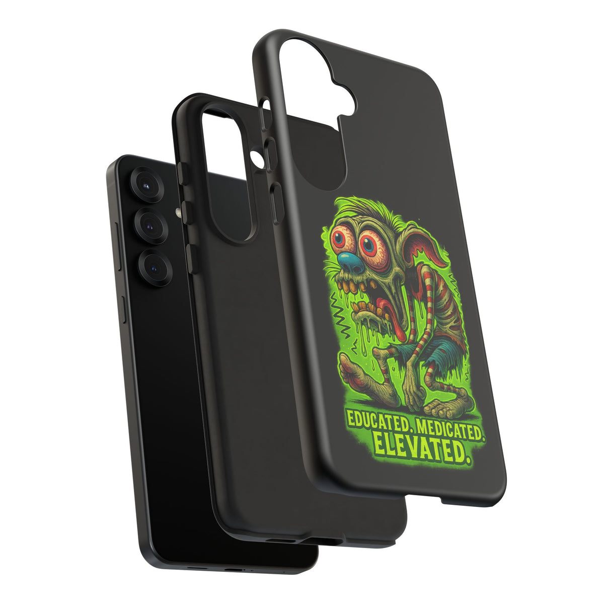 Phone Case — "Educated. Medicated. Elevated." Neon Monster Design