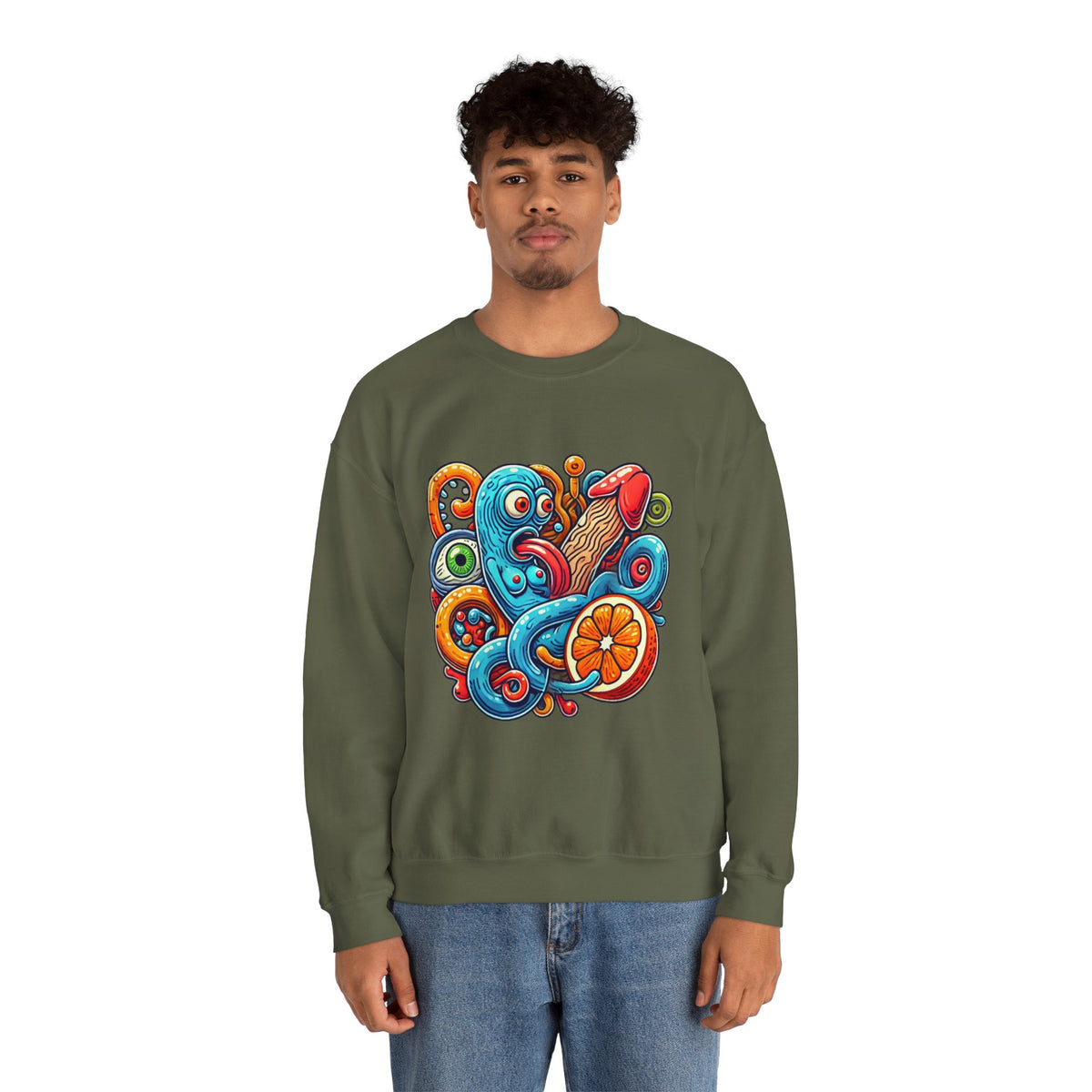 Psychedelic Tentacle Citrus Crewneck Sweatshirt