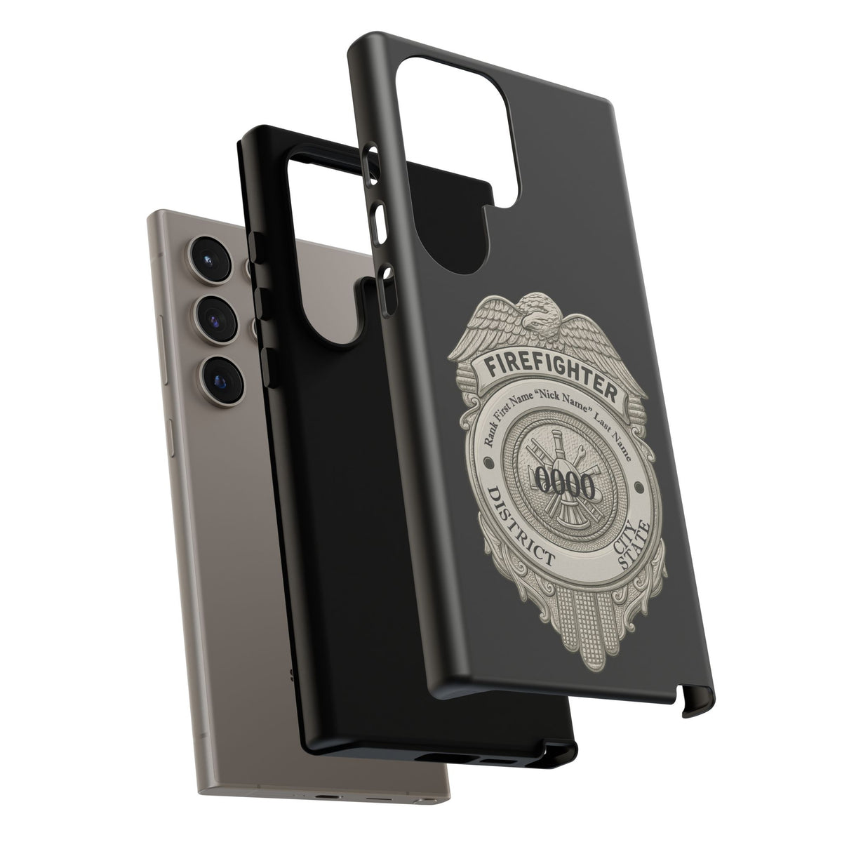 Firefighter Badge Tough Phone Case — Personalized Station Number Design