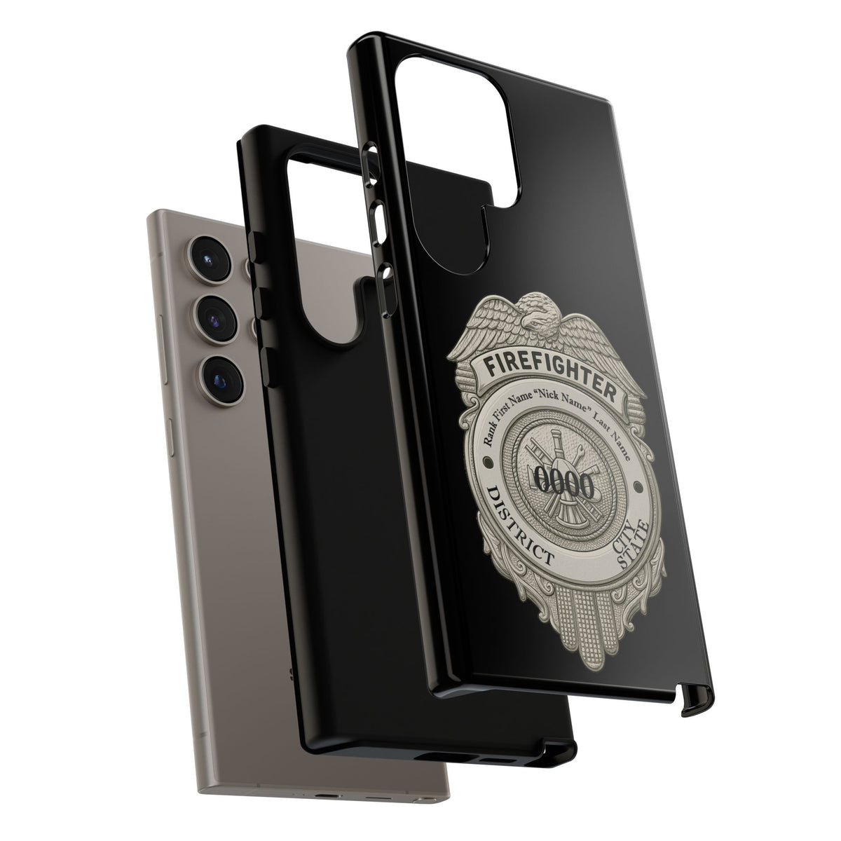 Firefighter Badge Tough Phone Case — Personalized Station Number Design