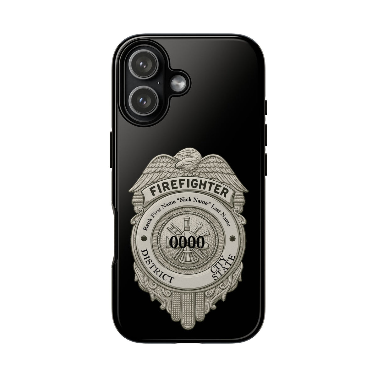 Firefighter Badge Tough Phone Case — Personalized Station Number Design