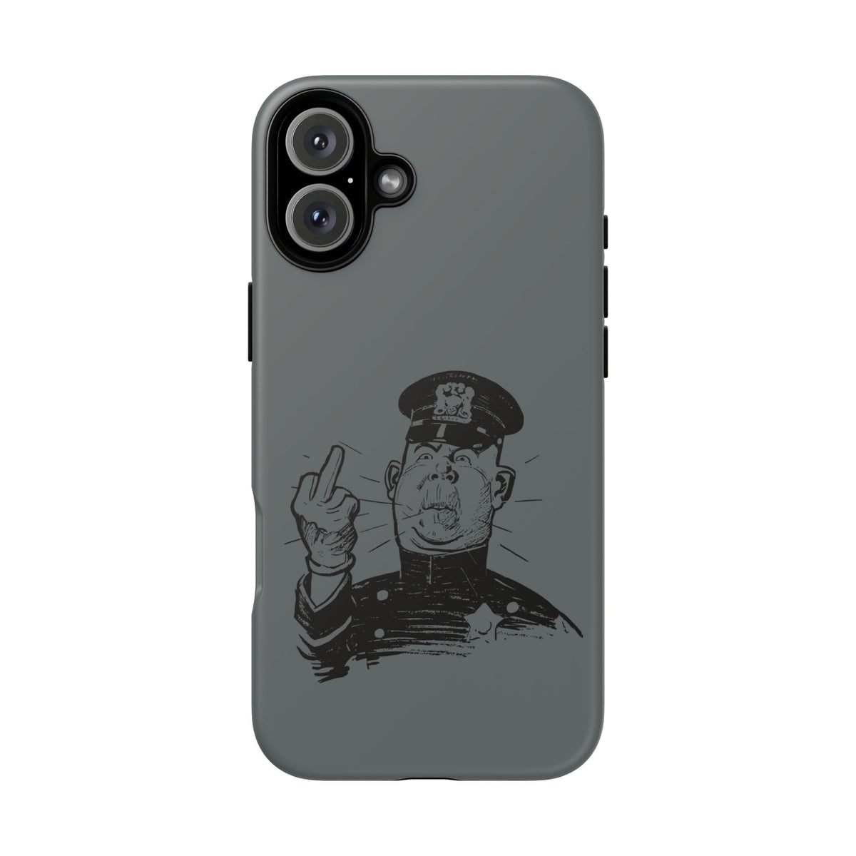 Vintage Cop Middle Finger Phone Case — Edgy Retro iPhone Protective Cover