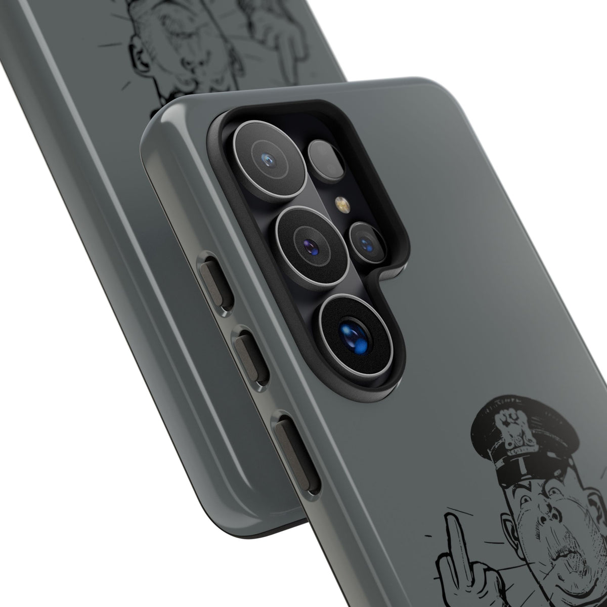 Vintage Cop Middle Finger Phone Case — Edgy Retro iPhone Protective Cover