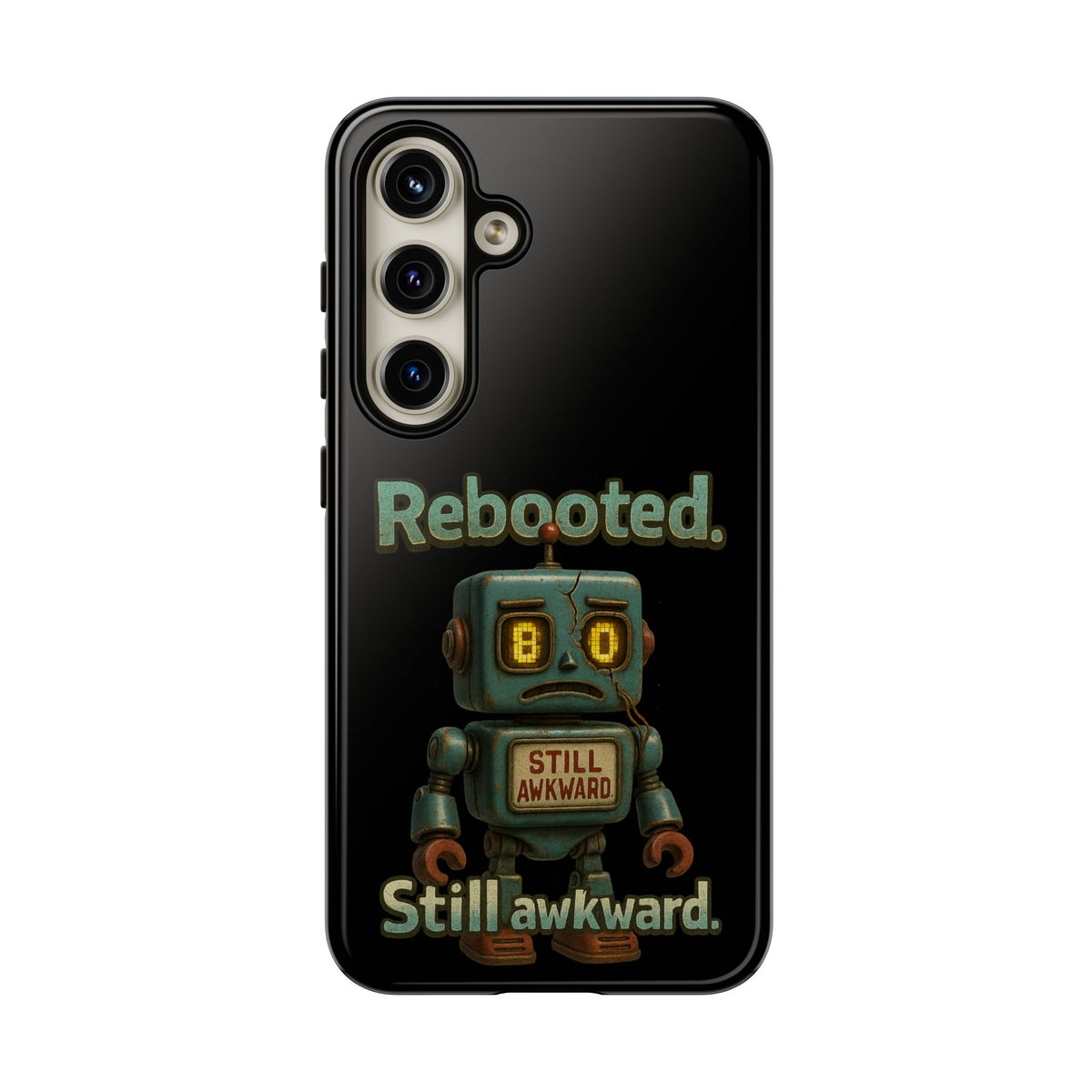 Phone Case — 'Rebooted. Still Awkward.' Retro Robot Protective Cover