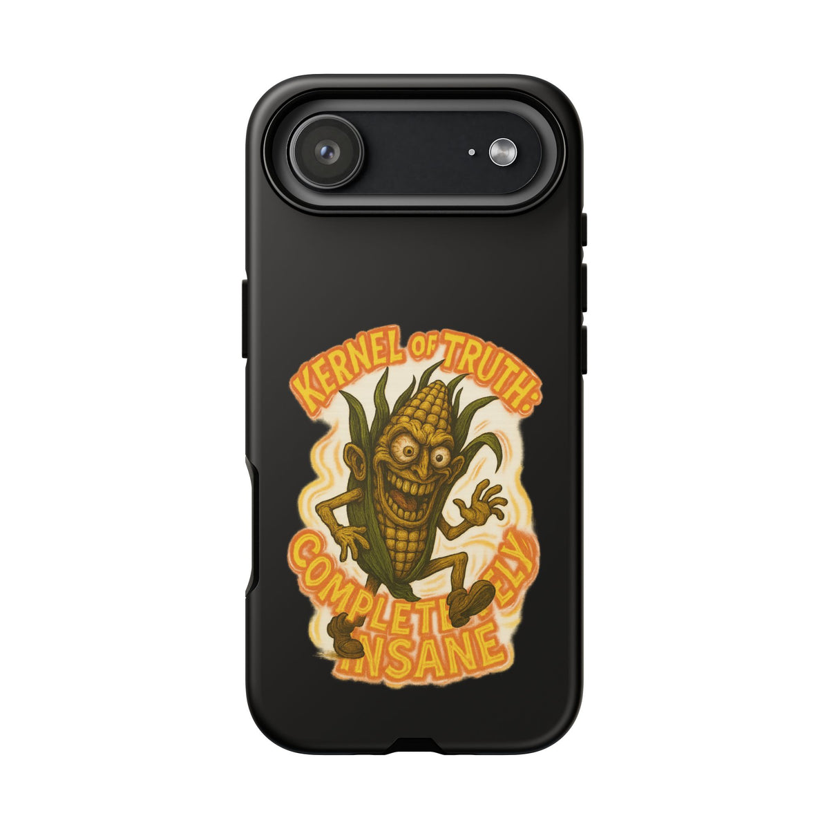 Corny Horror Phone Case - “Kernel of Truth, Completely Insane” Retro Corn Monster