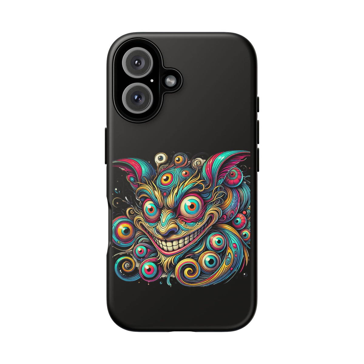 Psychedelic Mischief Phone Case — Colorful Grinning Monster Design