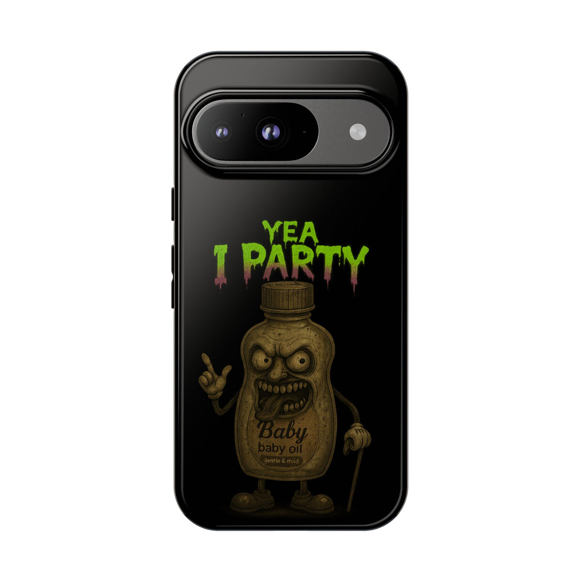 Phone Case — 'Yea I Party' Creepy Baby Bottle Graphic