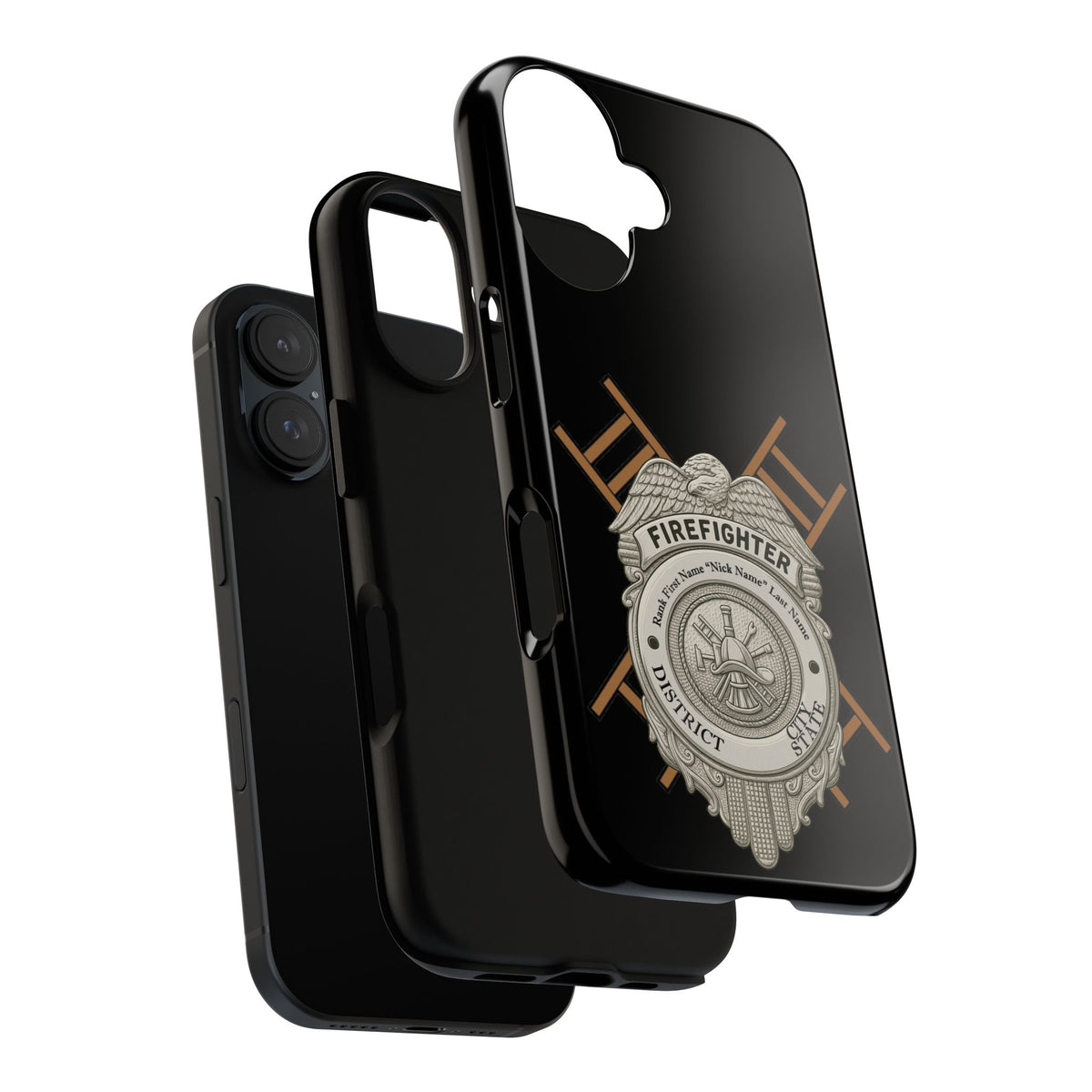 Firefighter Badge Tough Phone Case — Firefighter Helmet & Ladders Protective Case