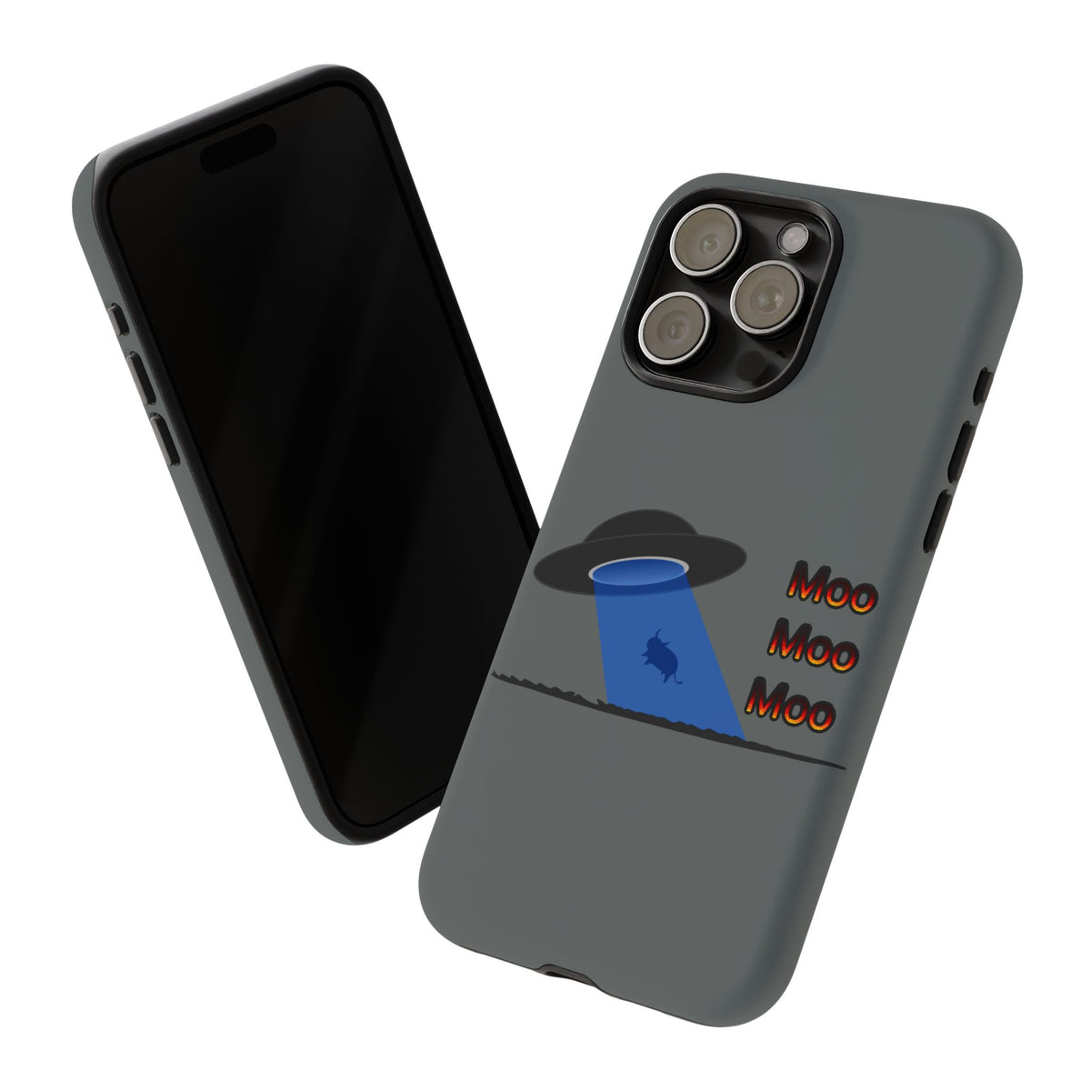 Phone Case — Funny UFO Cow Abduction Design with “Moo Moo Moo”