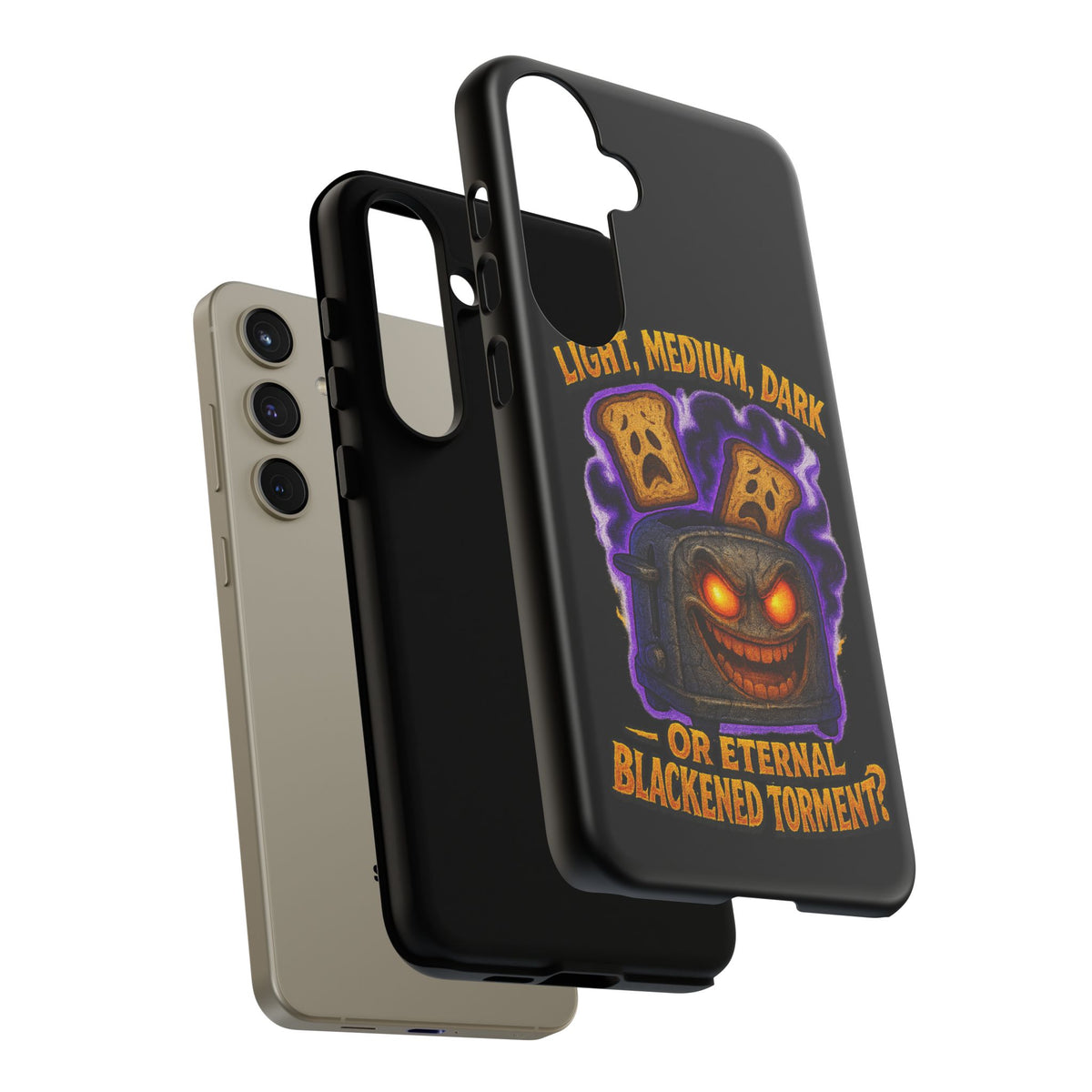 Phone Case — 'Light, Medium, Dark or Eternal Blackened Torment?' Spooky Toast & Toaster Horror Design