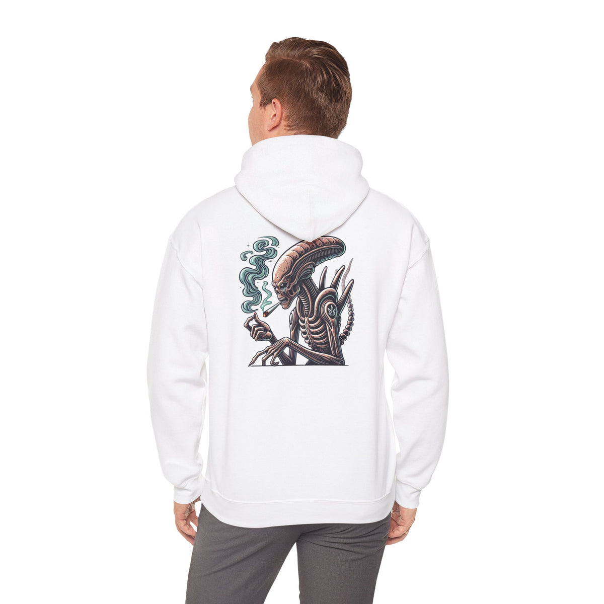 Alien Smoking Graphic Hoodie — Sci‑Fi Xenomorph Streetwear Pullover