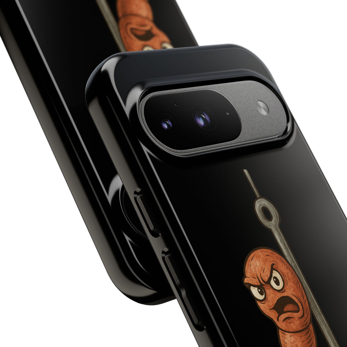 Angry Worm on Hook Phone Case – Funny Fishing Humor Protective Cover