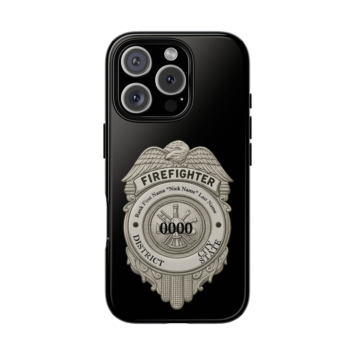 Firefighter Badge Tough Phone Case — Personalized Station Number Design