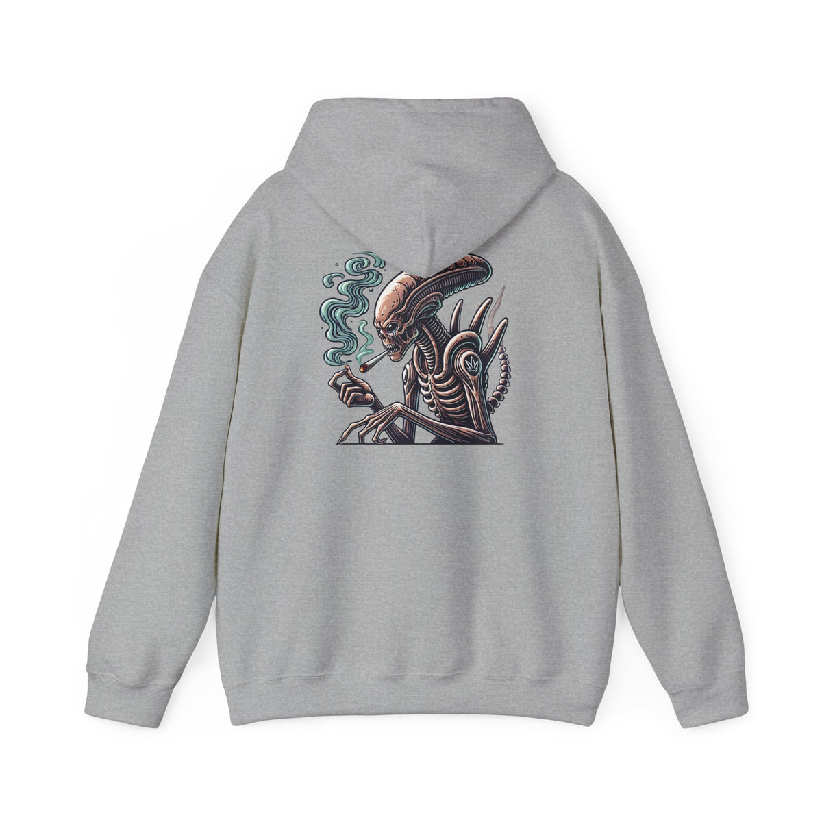 Alien Smoking Graphic Hoodie — Sci‑Fi Xenomorph Streetwear Pullover
