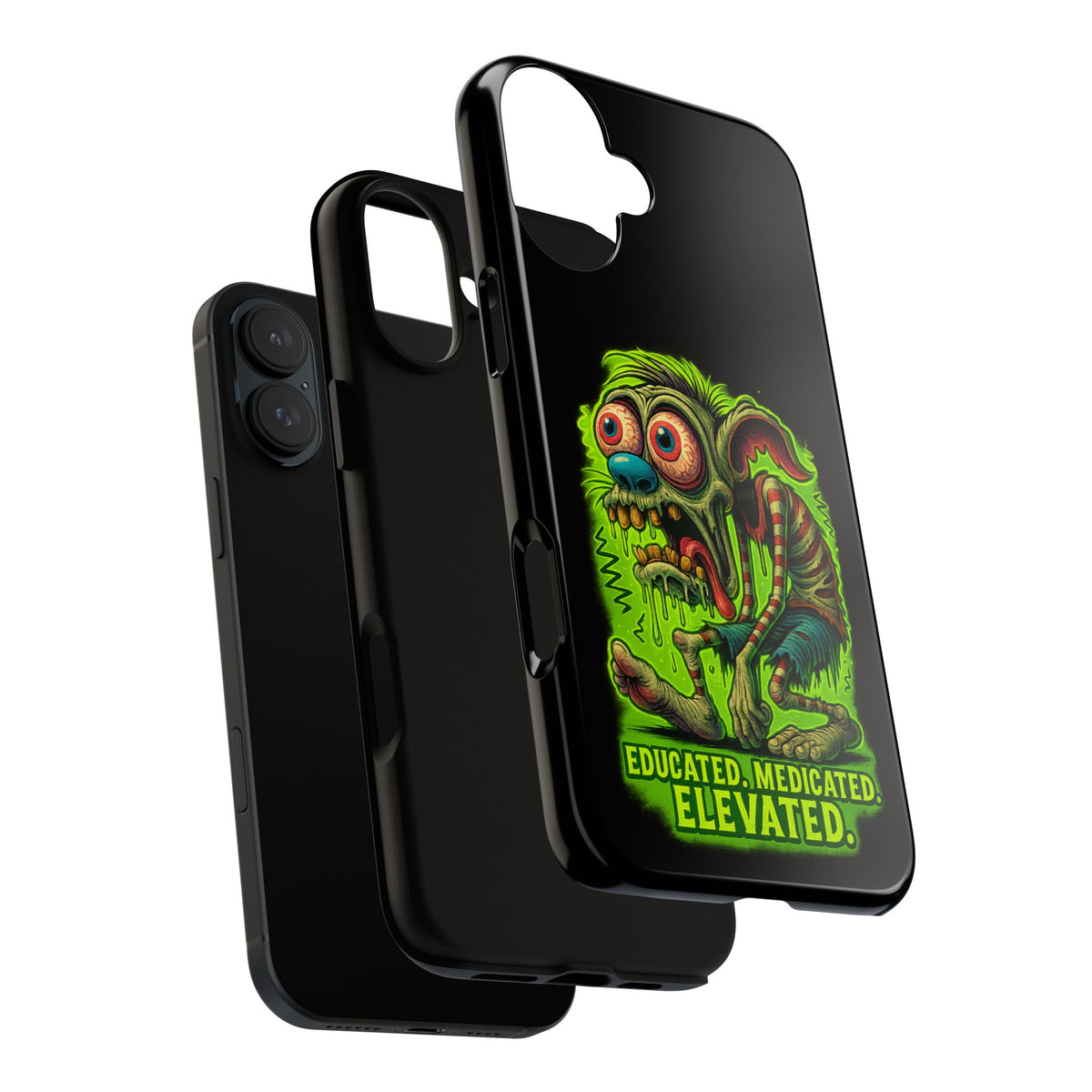Phone Case — "Educated. Medicated. Elevated." Neon Monster Design