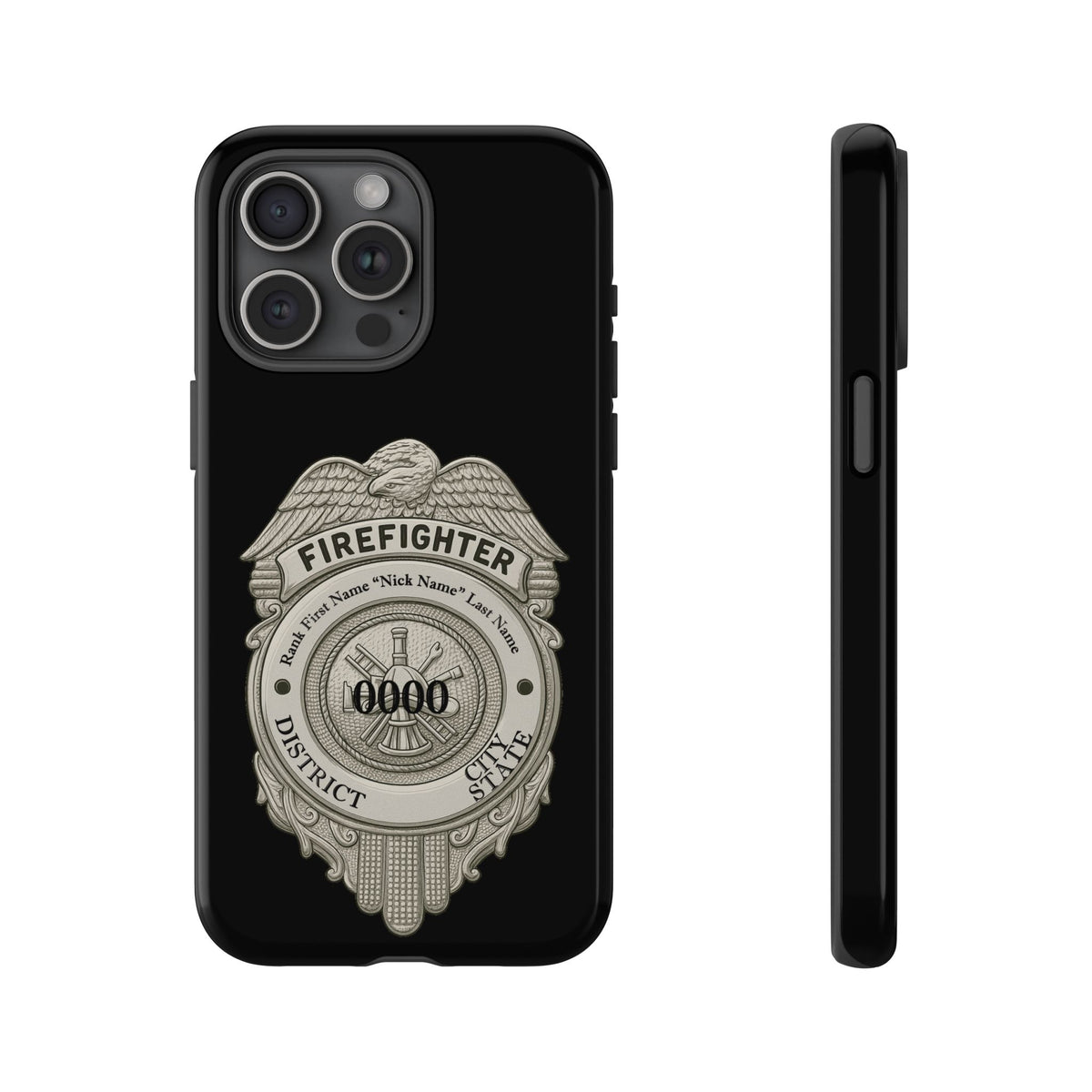 Firefighter Badge Tough Phone Case — Personalized Station Number Design