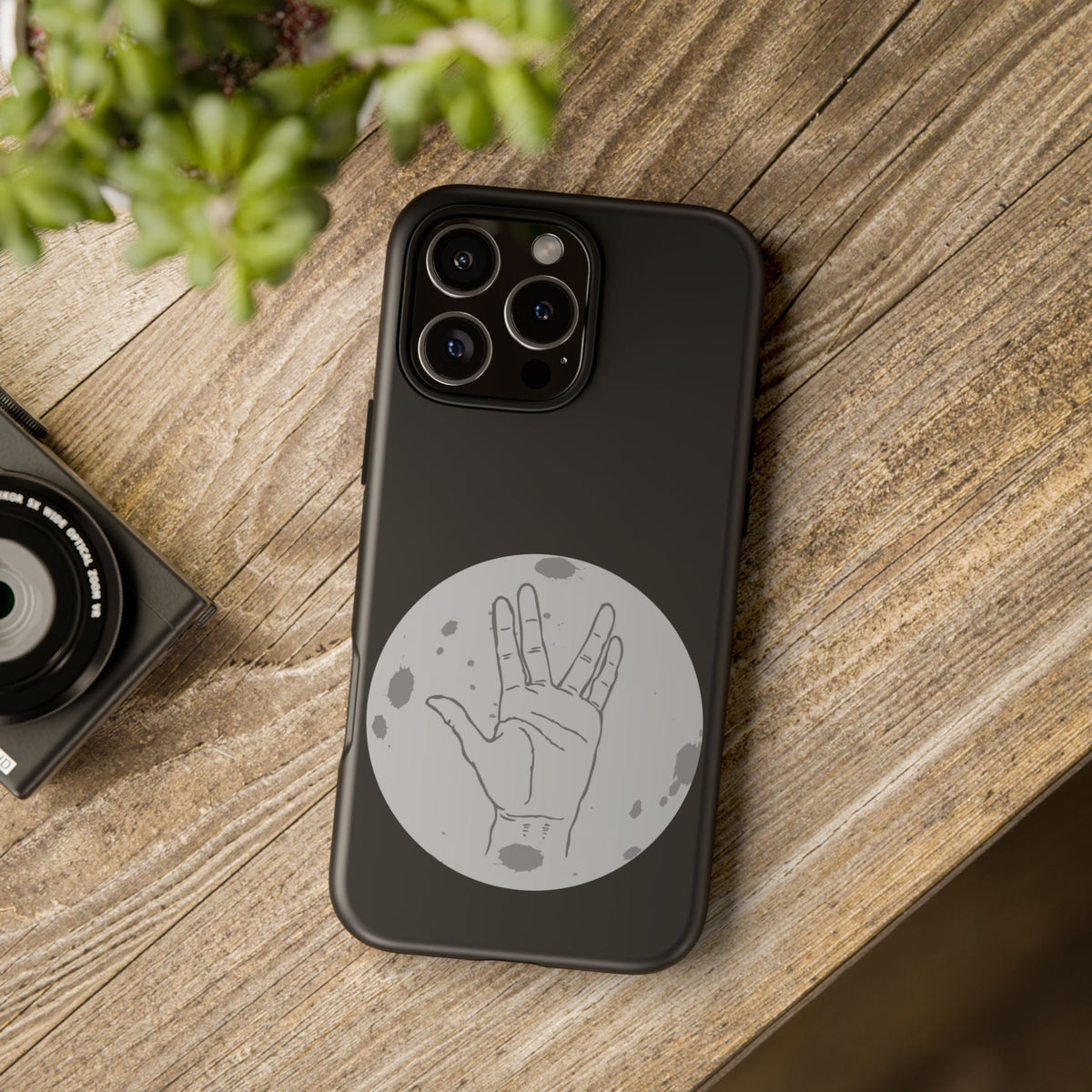 Spock Live Long Phone Case — Vulcan Salute Moon Graphic