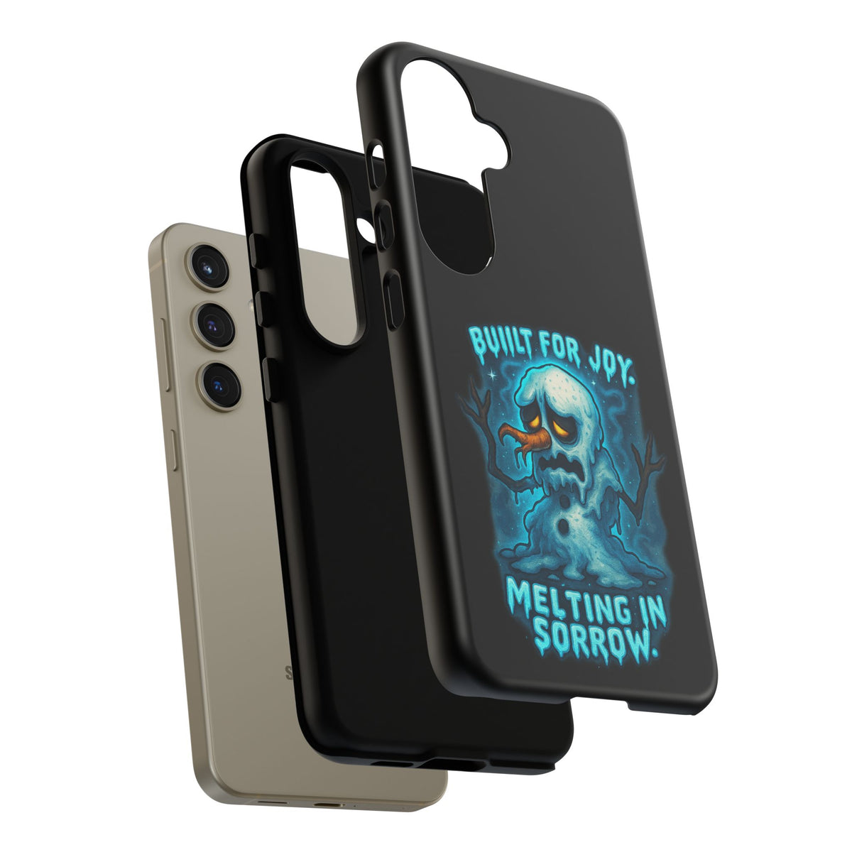 Phone Case — 'Built for Joy, Melting in Sorrow' Blue Melting Snowman Protective Case