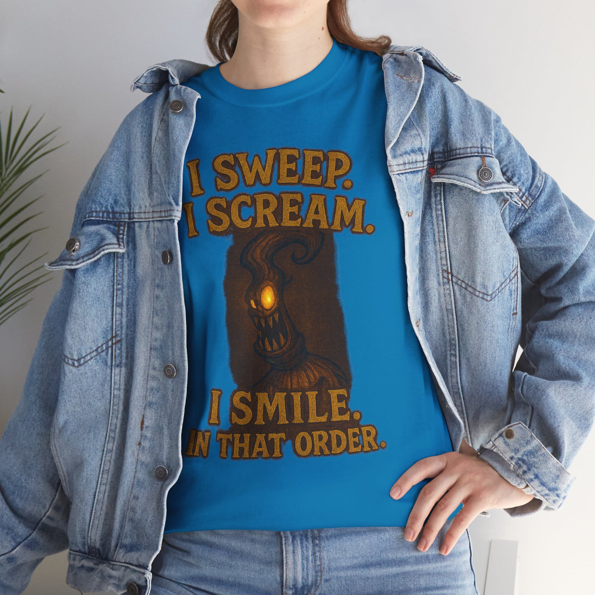 Creepy Pumpkin Lantern I Sweep I Scream I Smile T-Shirt