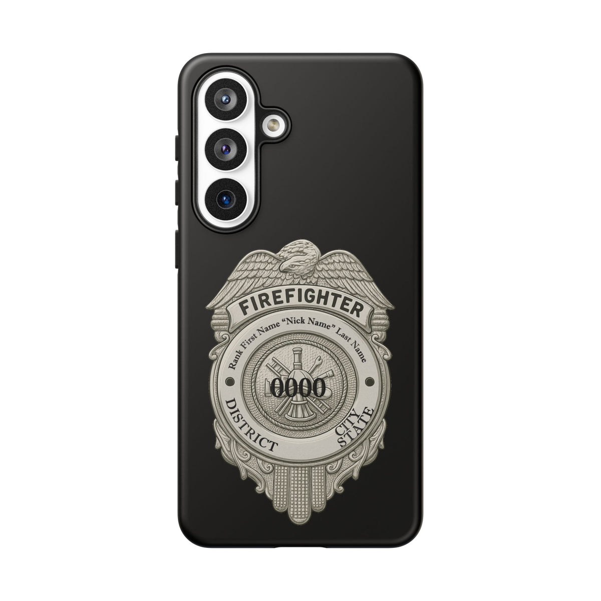 Firefighter Badge Tough Phone Case — Personalized Station Number Design