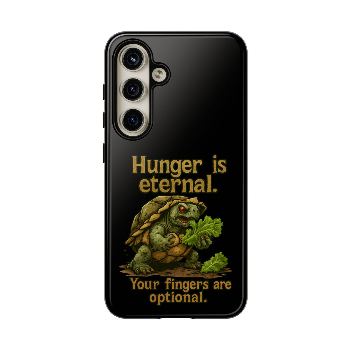 Phone Case — 'Hunger Is Eternal, Your Fingers Are Optional' Turtle Snack Graphic