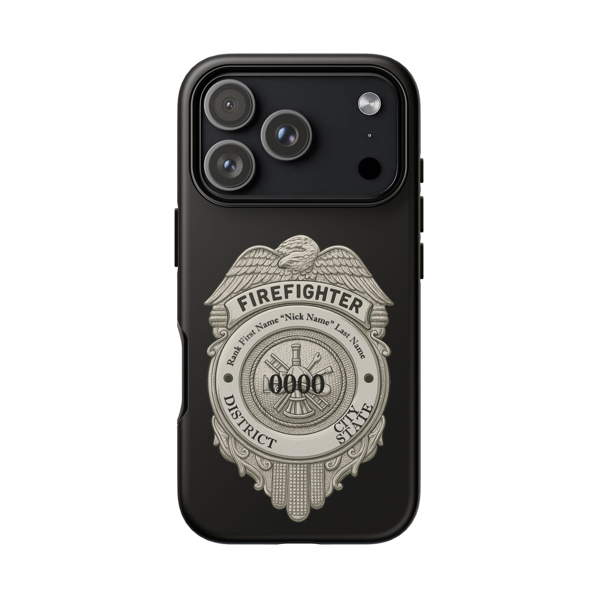 Firefighter Badge Tough Phone Case — Personalized Station Number Design
