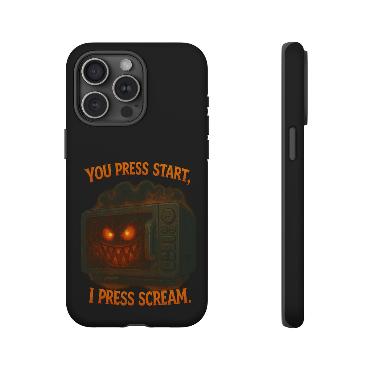 Phone Case — "You Press Start, I Press Scream" Spooky Retro Game Controller Design